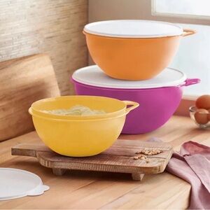 Tupperware Thatsa Bowl set Pink Orange